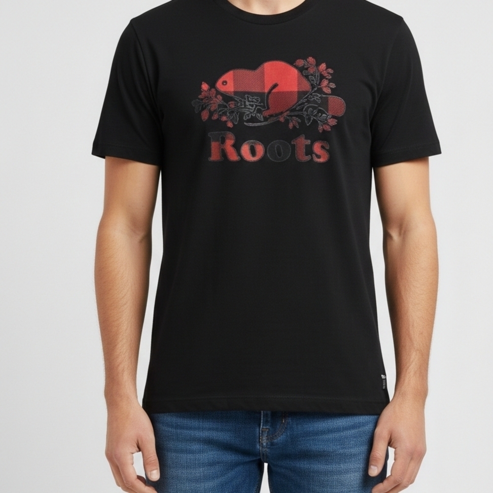 4/20$ Roots Black and Red Graphic Tee for Men